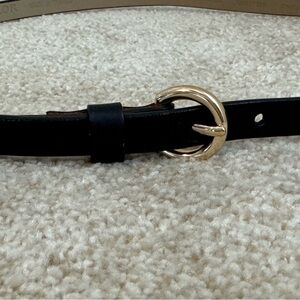 Mango Skinny Black Belt with Gold Accent